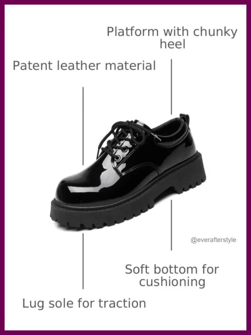 Men's Patent Leather Platform Oxfords Chunky Heel Lace Up Dress Shoes